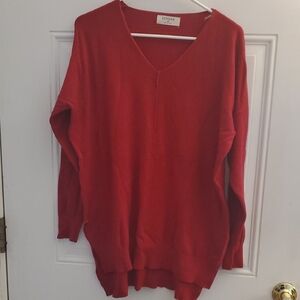 Zenana Outfitters Red V-Neck Sweater